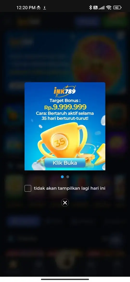 Target bonus harian Rp 9.999.999